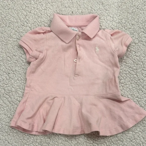 Ralph Lauren Light Pink Kids Polo with Peplum - Picture 1 of 3